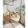 Floating Nightstand Set of 2 - Fluted Night Stand with Charging Station Wood Wall Mounted Nightstand with Drawer & Open Shelf, Modern Bedside Table Large End Table for Bedroom Closet