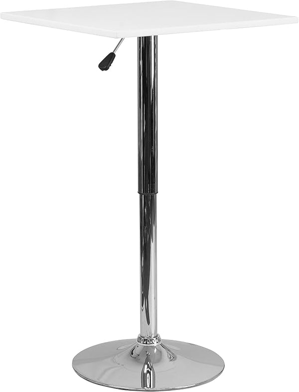 Flash Furniture Pearl 23.75'' Square Adjustable Height White Wood Swivel Top Table (Adjustable Range 33'' - 40.5'')